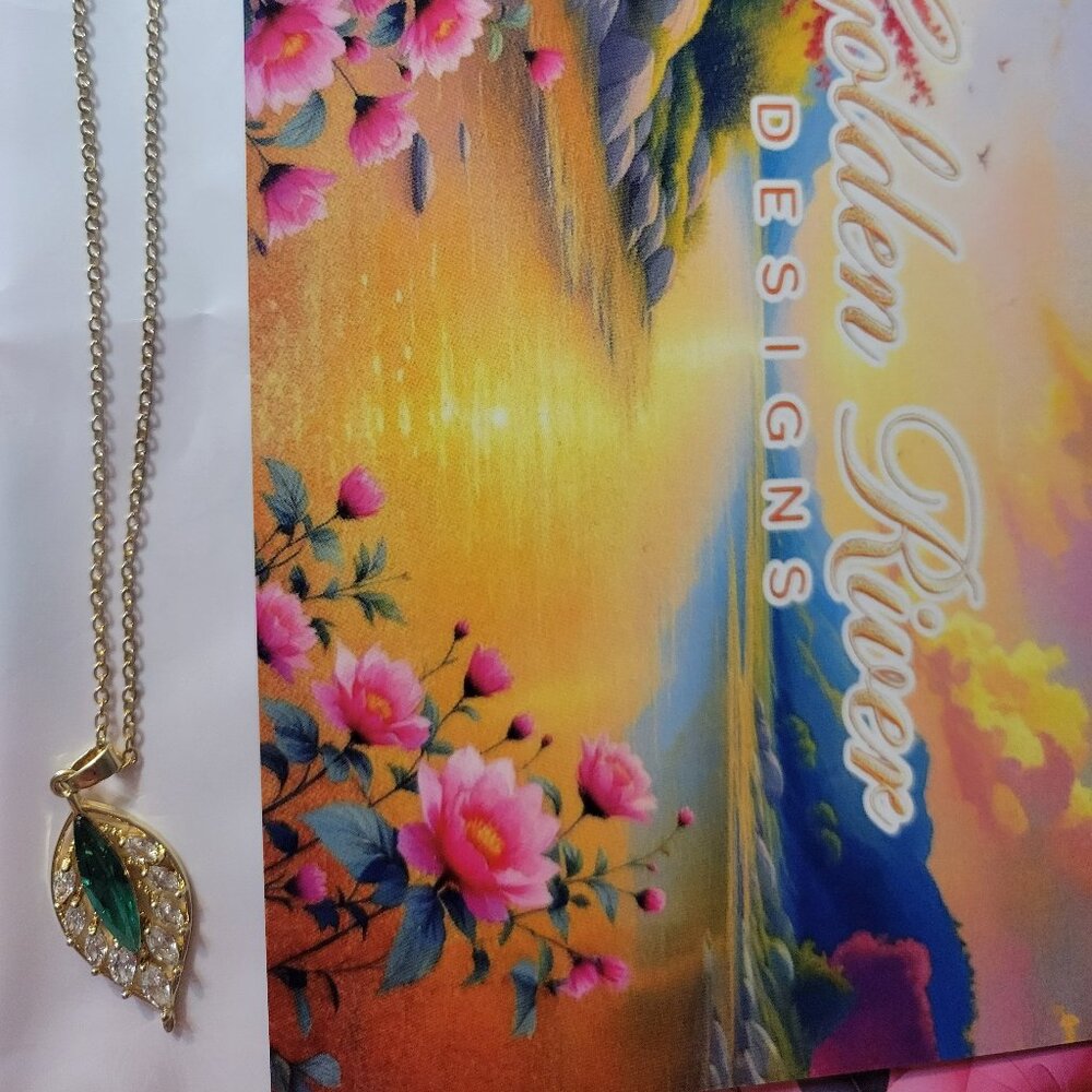 18K Gold Plated Peacock Feather Zircon Necklace